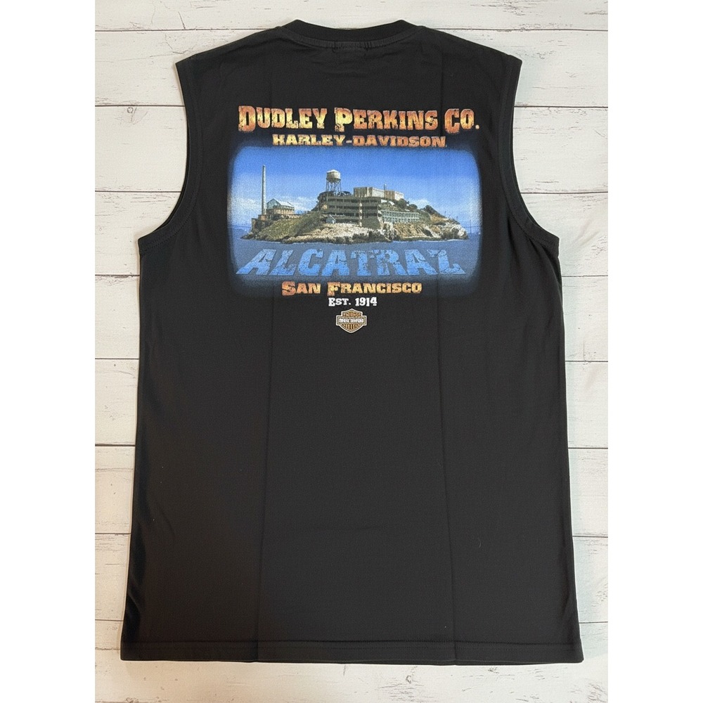 EUC Men's M Harley Davidson Dudley Perkins Co Alcatraz San Francisco Muscle Tee - Picture 6 of 6